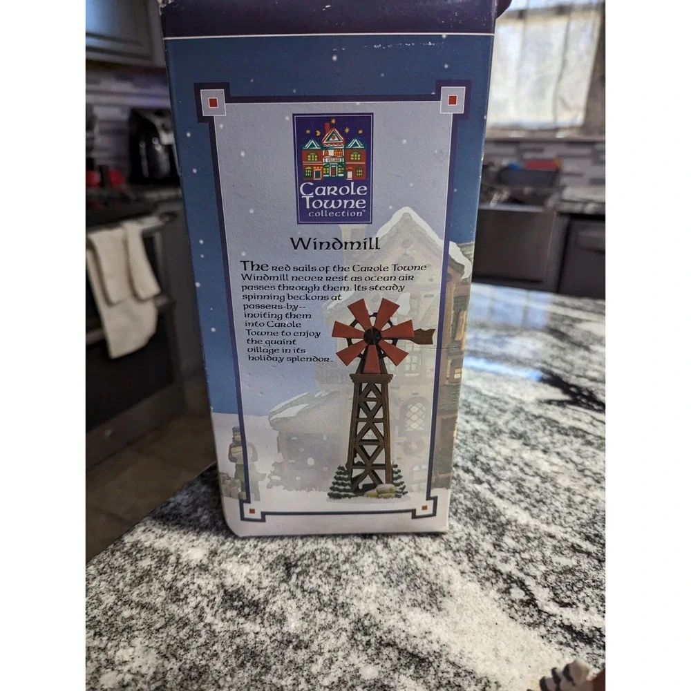 2004 Lemax Carole Towne Collection Christmas Village Windmill With Box